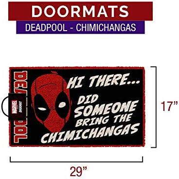 Мат Pyramid America Deadpool What Coir Doormat - 29 x 17, За да влезете в помещение на улица с неплъзгащи облегалка от PVC - Здрава и лесно