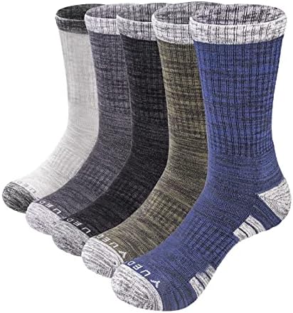 YUEDGE 5 Чифта Мъжки Чорапи за Трекинг, Абсорбиращи Влагата Меки Чорапи За екипажа, Меки Чорапи за работни Обувки 6-9, 9-12, 10-13 Размери