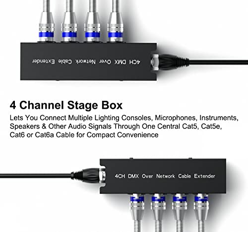 Dacimora 3,3 Фута 4-канален удължителен кабел XLR Snake Box, 2 комплекта Пълнители XLR Snake Кабел Box за сценичното осветление и звукозаписно