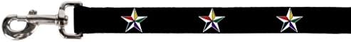 Каишка за домашни любимци с катарама - Морска Звезда, Черен / Бял / Многоцветен - Дължина от 4 метра - ширина 1 сантиметър