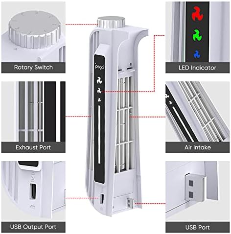 Охлаждащ вентилатор Auarte за аксесоари PS5, Обновен Центробежен вентилатор, Влак-Охладител с 3-Степенна регулируема фен, led светлинен