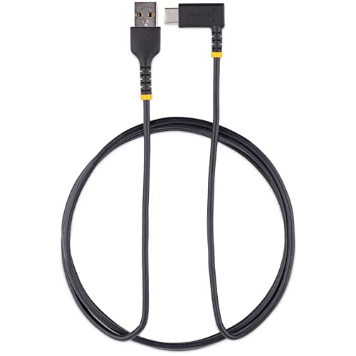 StarTech.com кабел за зареждане от 6 фута (2 метра) от USB A до C под прав ъгъл - Сверхпрочный кабел за бързо зареждане USB-C - USB 2.0