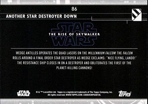 2020 Начело Star Wars The Rise of Skywalker Series 2 Сини 86 Друга търговска карта Star Destroyer Down