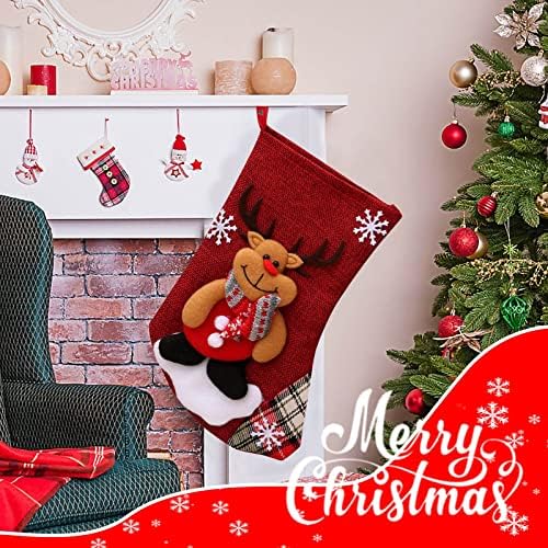 EDCRF Коледна Украса на Коледни Чорапи, Коледни Подаръци Чорапи Възли Сладки Червени Бели Зелени Празнични Коледни Украшения във формата