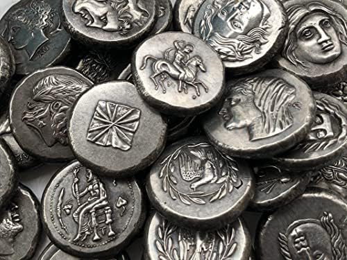 Гръцките Монети, Месинг Със Сребърно Покритие Старинни Занаяти Чуждестранни Възпоменателни Монети Неправилен Размер Вид 68