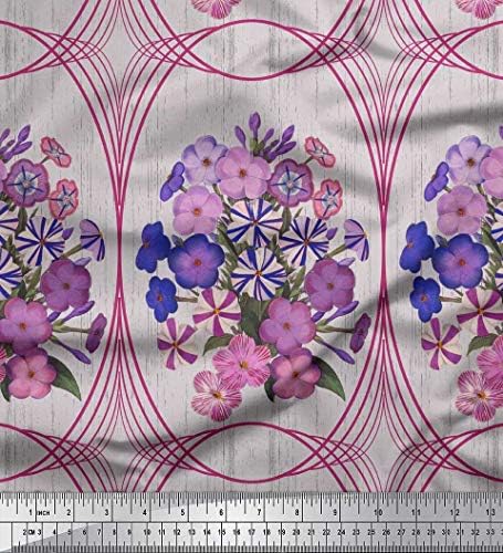 Вискозная плат Soimoi Georgette с геометрични и флорални художествен принтом ширина 1 ярд 42 инча