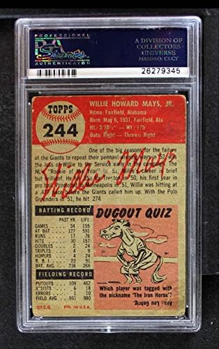 1953 Topps 244 Уили Мейс Ню Йорк Джайентс (Бейзболна картичка) PSA PSA 1.00 Джайентс