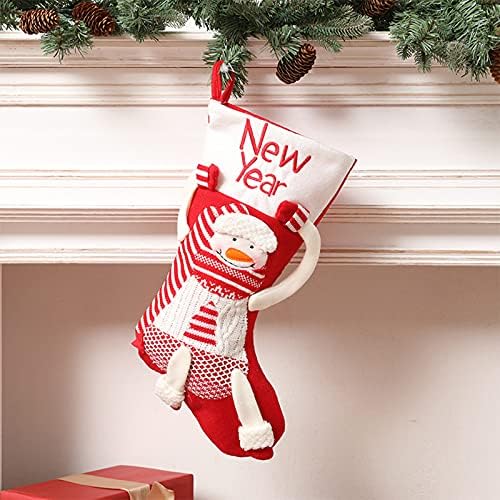 Коледни чорапи OKYUK 19 инча, Големи Коледни Чорапи, Плюшени Чорапи с 3D Герой на дядо коледа, Подарък Пакети за Коледната Елха, Висящи Вечерни