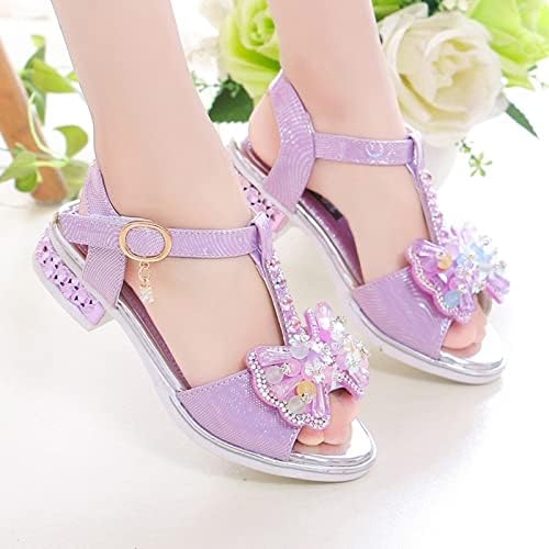 Qvkarw/ Детски обувки; Модни сандали с дебела подметка с диаманти и пеперуди; Летни обувки за студентски танци с отворени пръсти;