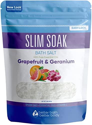 Сол за вана Slim Soak, 32 Грама Английска сол с натурални етерични масла от грейпфрут, здравец и портокал, както и на витамин С в чантата