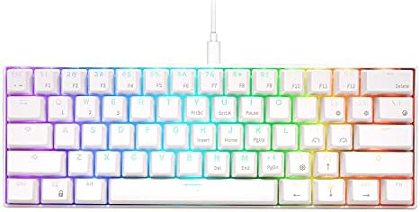 RK61 Жичен 60% Ръчна детска клавиатура с подсветка RGB Ультракомпактная с възможност за гореща замяна Кафяв Преминете Бяла (Цвят: