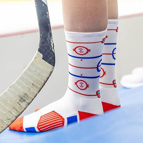 ChalkTalkSPORTS Хокей Спортни Тъкани Чорапи до средата на прасците | Чорапи за хокей на пързалката | Бял | Младежки и Възрастни размери