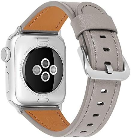 JIKE е Съвместим с каишка на Apple Watch Band 38 мм, 40 мм 41 мм от естествена кожа, съвместим със серия от Apple Watch 7/6/5/4/