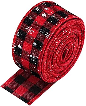 Коледна Украса Украса за Коледната Елха на Коледно Червено и Черно Клетчатая Лента с Принтом под формата на Снежинки Вратовръзка