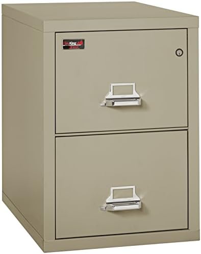 Вертикален метален шкаф шкаф FireKing, горенето на 2 часа (2 чекмеджета с размер на писмо, удароустойчив, водоустойчив), 29,9 В x 19W x