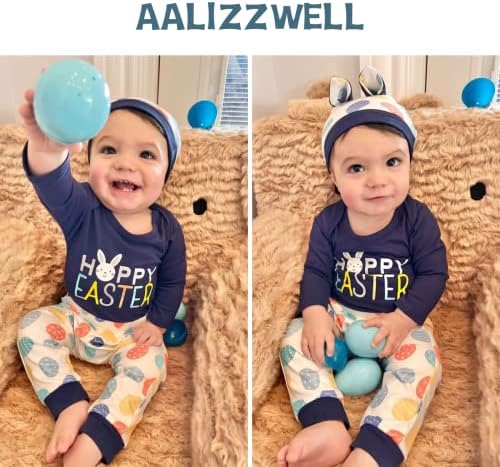 Aalizzwell Неутрално Великден и Дрешки за Новороденото Бебе с Шапка-лента за глава