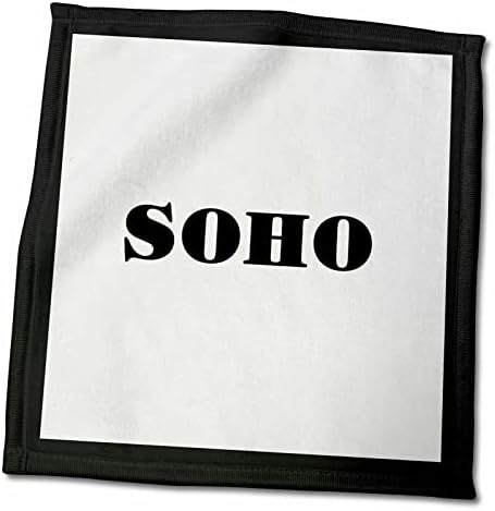 Кърпа 3dRose с Огромен думата Сохо в Ню Йорк, 15 x 22, Бяло
