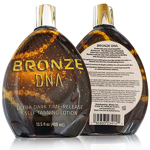 Лосион за тен Bronze DNA Natural без тен – за жени и мъже, без тен – Постепенен автозагар за лек, среден и тъмен тен – Бутилка XL