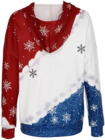 Модерна Коледна Hoody с качулка за Жени, Пуловер с Принтом на Коледна Тема, Качулки на съвсем малък, Върхове с Джоб-Труд