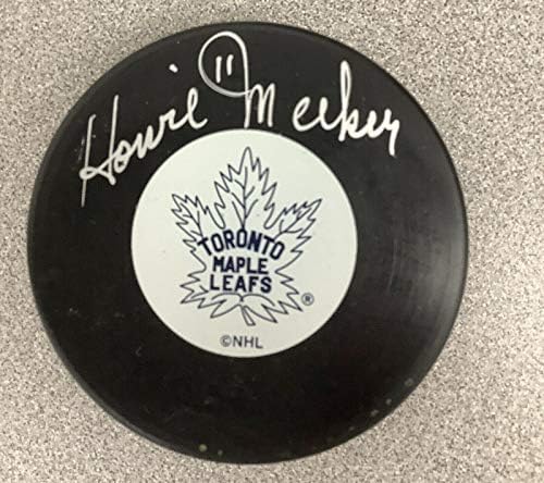 Хоуи Meeker Подписа автограф играч хокей с хокей в НХЛ JSA Toronto Maple Leafs 11 HOF - за Миене на автографи в НХЛ