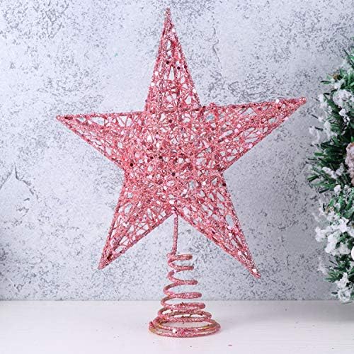 SEWACC Коледен Декор 25 см Коледна Звезда Коледа Topper Декоративно Пенливи Дърво-Звезда Желязна Звезда Форма на Коледа Topper Украсата