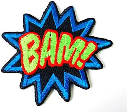 БАМ! Азбука Комикс Супергерой Ретро Забавен Син Цвят Апликация с логото на Бродирани Пришитая желязна нашивка за раници Дънкови якета,