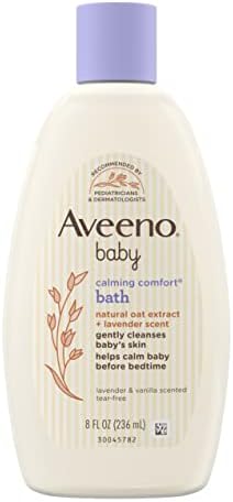 Aveeno Baby Успокояваща вана и средство за измиване на тялото с релаксиращи аромати на лавандула и ванилия и натурален