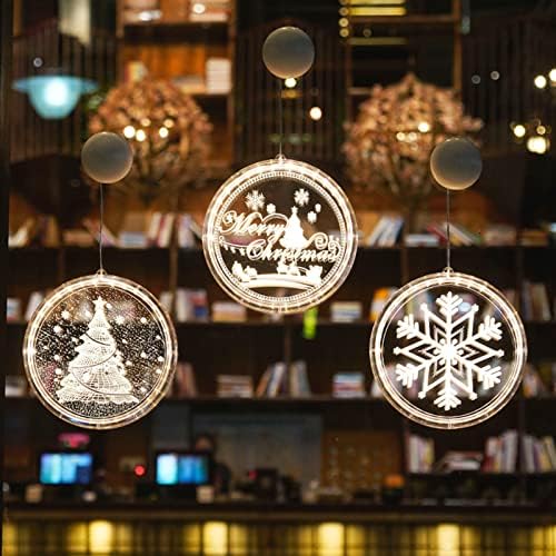 Коледен Декоративен Прозорец, лампа HSART 6,3 инча с вендузата, Топли Бели Коледни Декоративни Празнични Нови 3D Висящи Лампи, Работещи на