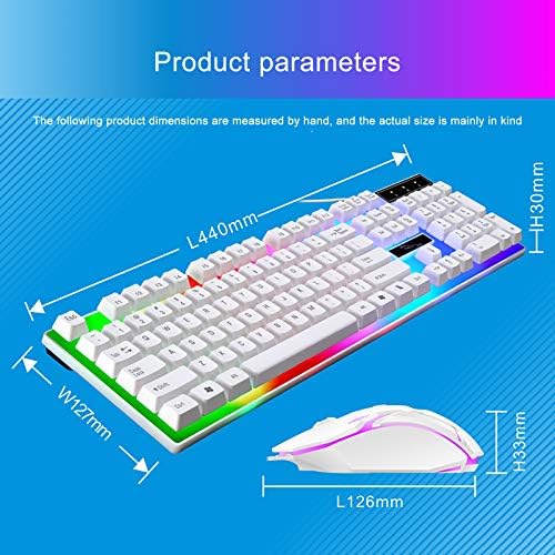 Цветни Led Светлини С Подсветка, USB Жична PC Rainbow Gaming Keyboard Mouse Set LW7