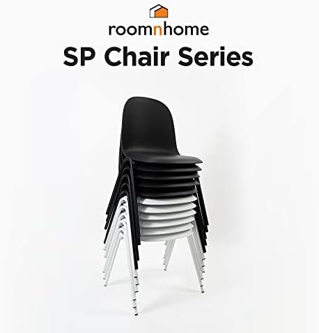 Roomnhome Складываемое пластмасова седалка за самостоятелно сглобяване и здрава стоманена рамка пакет от 2 столове за кухня, трапезария, спалня