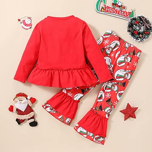 Xbgqasu/Комплект дрехи за деца, Есенно-Коледна памук комплект с дълги ръкави и принтом за момичета, Капаци, комплект дрехи,