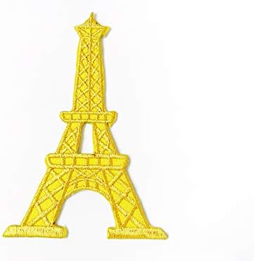 Айфеловата Кула в Париж Франция Френска Забележителност Златна Скъпа Бродирана Апликация, Пришитая Желязо Нашивка за Шапки,