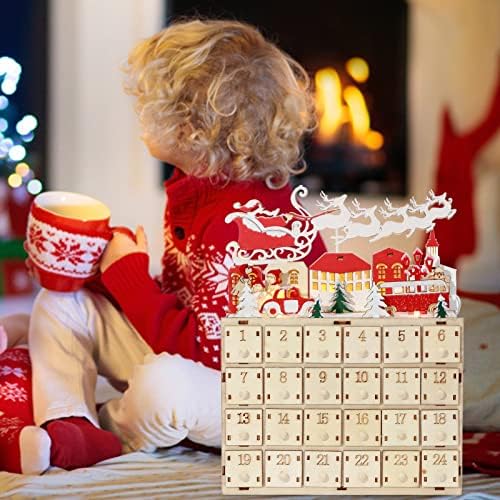 Творчески Коледна Украса На 24-Дневен Календар За Обратно Броене Декорация На Дървени Коледни Подаръци Занаятчийски Декорация