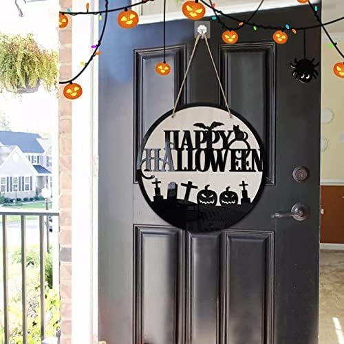 Стари Дървени Макари Happy Halloween Вратите Висящи Украшения Дървена Врата Happy Halloween Подвесная за Украса на парти за Хелоуин