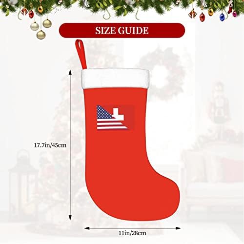 Коледни Чорапи с Флага на сащ и на швейцарския Флаг TZT, Подаръци за Коледно парти за семейни Празнични украси 18 Инча