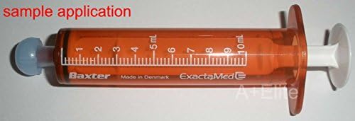 BAXA ExactaMed Спринцовка За Перорално Течни Лекарства 10cc/10mL 4 /PK Амбър Опаковка за лекарства с капачка Exacta-Med Baxter Comar