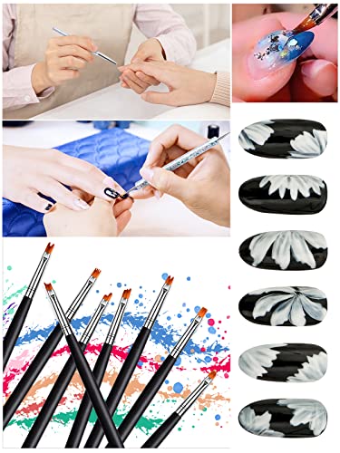 EBANKU 33 бр. Комплект Акрилни Четки за нокти, UV-Гел Четка за дизайн на нокти, четка за изграждане на нокти, 3D Двустранно Точков Извод