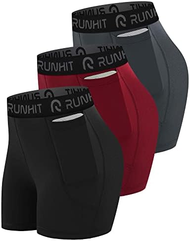 Runhit 3 Опаковки Компрессионных Шорти за жени, къси Панталони за Йога с Висока Талия и Джобове, Волейболни Шорти от Ликра за Бягане