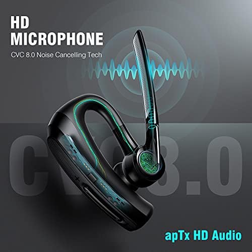Bluetooth Слушалка Unipows, Bluetooth-слушалка 16 Часа в режим на разговор с шумоподавляющим микрофон CVC8.0, Клавиш за изключване