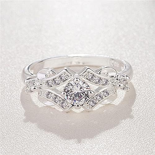 Сватбени и годежни пръстени, модерен пръстен, елегантен пръстен с цирконием, диамантен пръстен, пръстен с цвете, годежен пръстен за жени