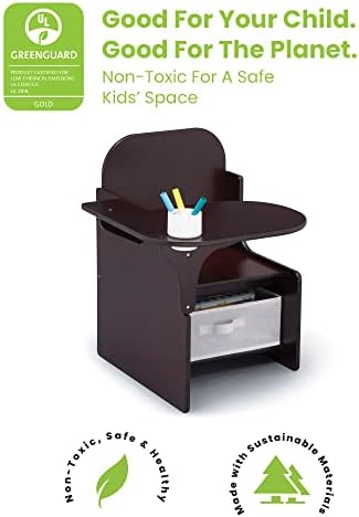 Delta Детско столче-маса в голям размер, с чекмедже за съхранение на Сертифицирани Greenguard Злато, тъмен шоколад