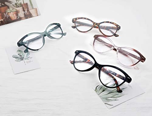 Дамски очила за четене HEEYYOK, 4 опаковки, Очила за четене Cateye, Удобна за пролет контур за едно лице (1.75 и 4 различни цветове)