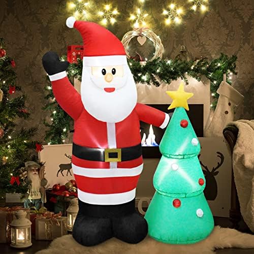 Hazms Коледни Надуваеми Коледна украса Дядо Коледа на открито Blow Дядо Коледа светодиодни лампи 5,3 Метра Дядо Коледа, Пренася Въздушните
