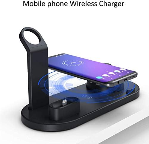 4 в 1 Безжични зарядно устройство ще захранване на поставка Qi Charger Зарядно устройство за телефонни часа. Съвместим с iPhone