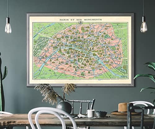 Карта на Париж Леконта 1920-те години / Реколта Щампи с карта на Париж и Франция, Начало Декор с карта на Париж и Франция / Снимки