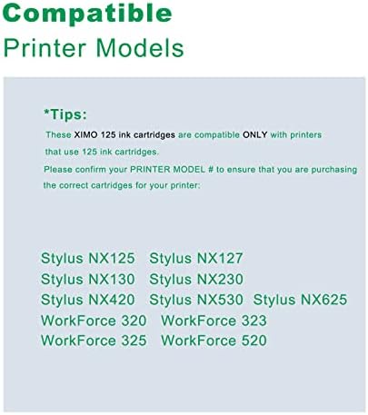 XIMO Рециклирани Мастило касета Заместител на Epson 125 T125 използвате с вашия принтер NX125 NX127 NX130 NX230 NX420 NX530 NX625 Workforce
