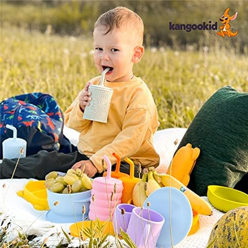 Силиконовата Тренировочная чаша kangookid Boho | Чаша за пиене на вода За бебета | За деца от 6 месеца и по-големи до 12-18 месеца | Преход