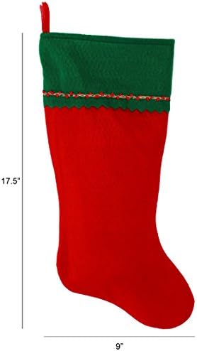 Първоначално Коледни Чорапи с бродирани мен Монограм, Зелено и Червено фетр, Началната буква Р