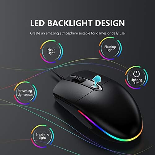 Жичен Мишката ASHU с RGB подсветка и Тихо щракване на мишката, 1600 dpi, 4 led режим за настолен КОМПЮТЪР, лаптоп с USB портове,