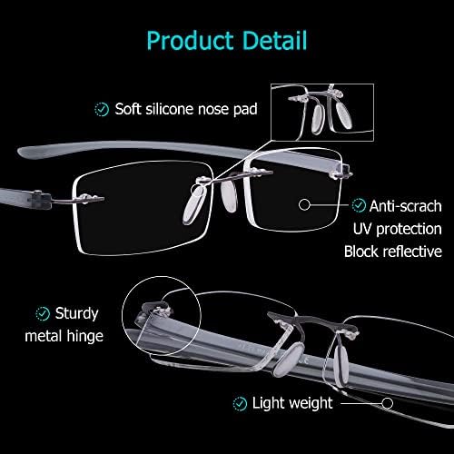 LUR 7 Опаковки очила за четене без рамки + 3 опаковки на метални очила за четене (общо 10 двойки ридеров + 3,00)